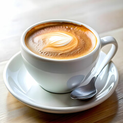 Obraz premium close up of coffee served on table on white background