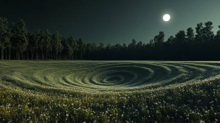 Fototapeta premium Mystical Night Field with Spiral Patterns