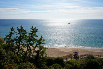 fine seascape with seaside gazebo