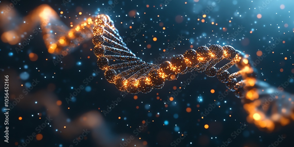 Poster 3D rendering of DNA double helix structure.