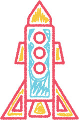 Fototapeta premium Colorful rocket chalk drawing illustration vector