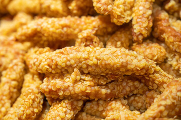 close up of Crispy chicken tenders strips background