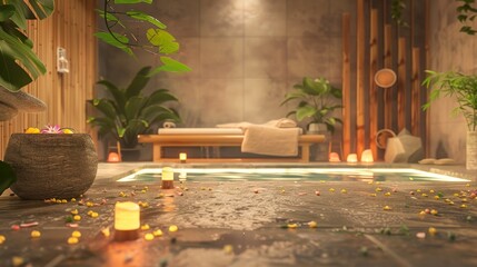 Relaxing spa environment depicted from behind, highlighting tranquility and calm.