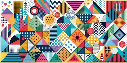 Abstract Geometric Composition of Vibrant Colors and Patterns A Symphony of Shapes and Textures