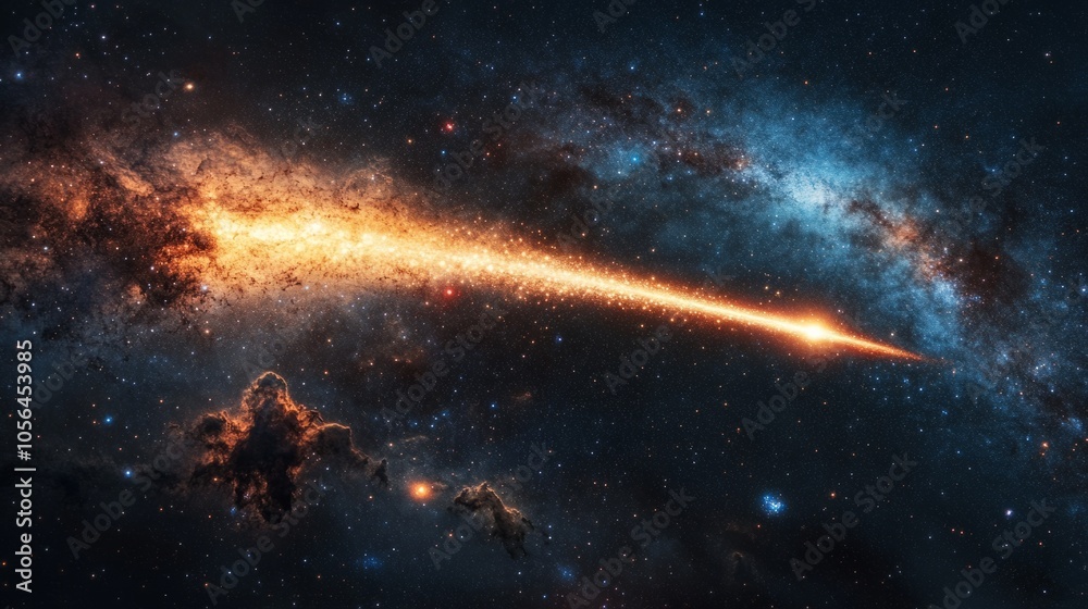 Canvas Prints shooting star with a bright trail passing through the milky way, with distant galaxies and colorful 