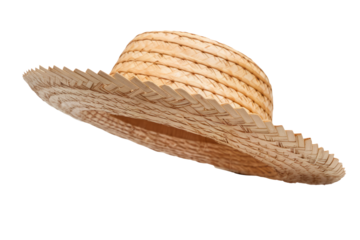 High-Quality PNG Retro farming fashionable straw hat Isolated on White Background – High Resolution