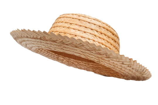 High-Quality PNG Retro farming fashionable straw hat Isolated on White Background – High Resolution