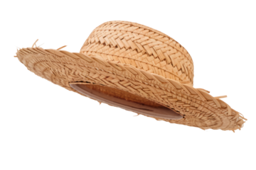 High-Quality PNG Retro farming fashionable straw hat Isolated on White Background – High Resolution