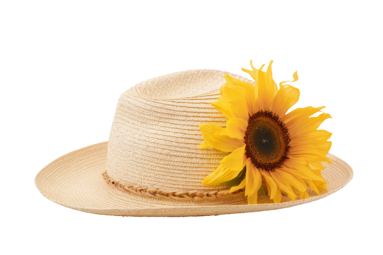 High-Quality PNG summer hat with sun flower Isolated on White Background – High Resolution