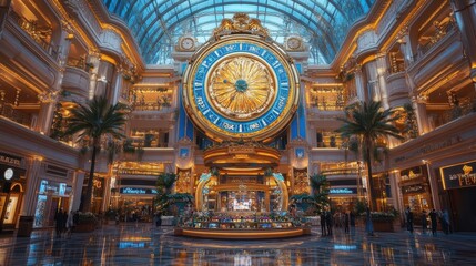 Obraz premium A giant clock displaying the final seconds before midnight on New Years Eve close up, thrilling countdown, surreal, fusion, clock tower backdrop
