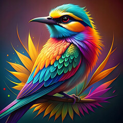 Obraz premium colorful bird illustration gradient