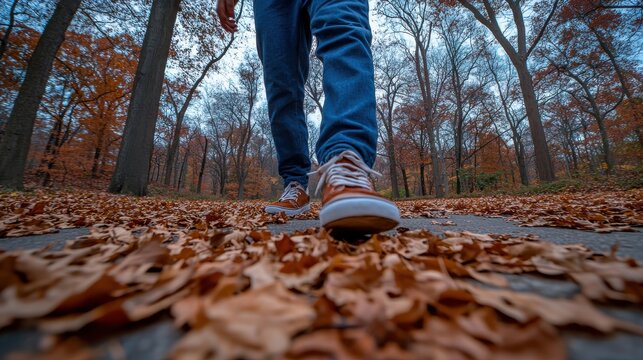 A runner tying their shoes, ready to take on a fitnessfocused New Year resolution focus on, determined fresh start, vibrant, overlay, park trail backdrop