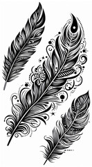 Obraz premium TRIBAL TATOO トライバル タトゥ 刺青 羽 羽毛