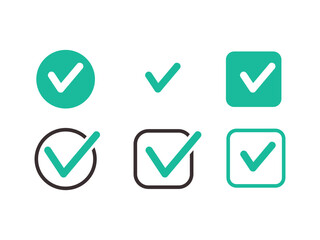 Set of check marks for agreement, vote, confirmation, choise