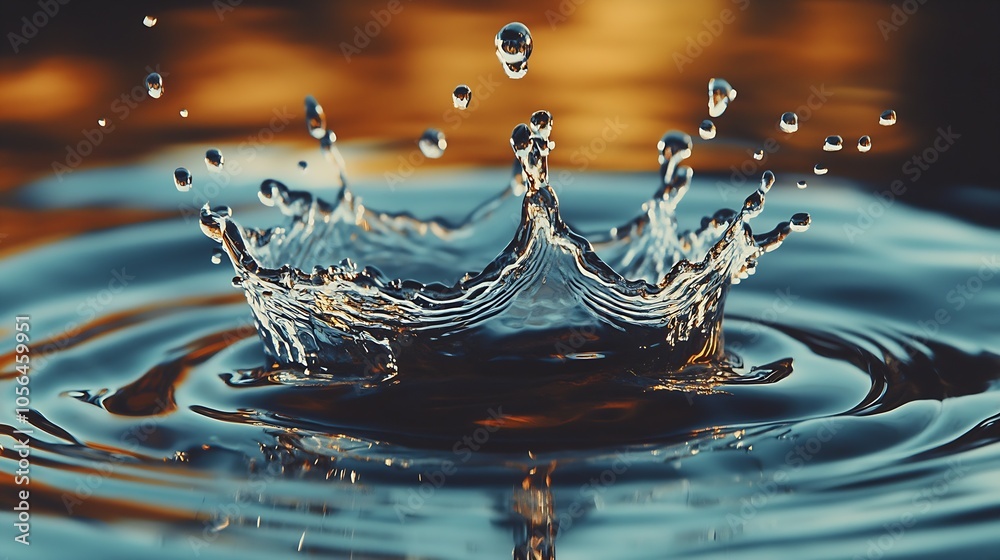 Poster captivating water splash in mid-air with reflective ripple effect and soft lighting : generative ai