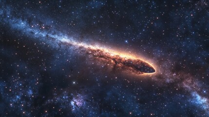 Fototapeta premium Shooting star with a long, bright tail crossing the Milky Way generative ai