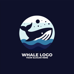 a flat minimalist logo of a whale