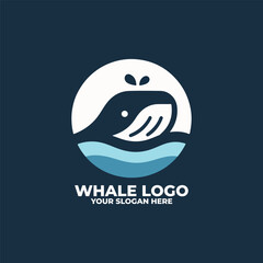 a flat minimalist logo of a whale