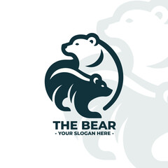 a flat minimalist logo of a bear