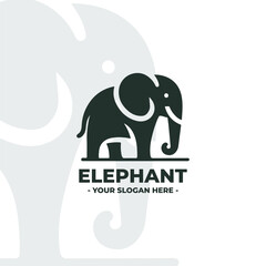a flat minimalist logo of an elephant