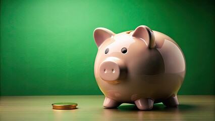Piggy Bank Savings Concept on Green Background for Financial Planning and Budgeting Needs