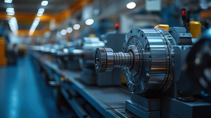 Fototapeta premium Industrial machinery on a production line in a factory setting.
