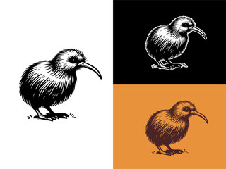 Kiwi Bird Hand drawn vintage vector