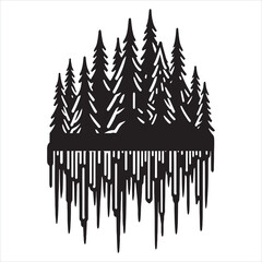Fototapeta premium Icicles line art vector silhouette icon with Transparent Background Clipart silhouette on white background 