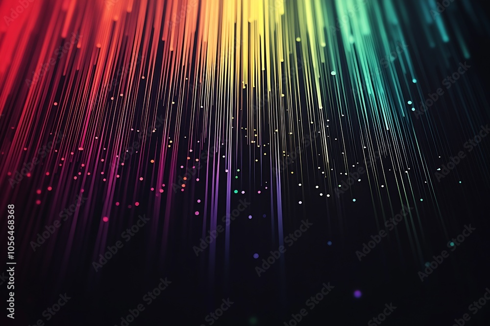 Poster Vibrant Multicolored Light Streaks on Dark Background for Abstract Design Projects : Generative AI