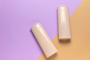 Minimalist Beauty Product Packaging on Geometric Pastel Background