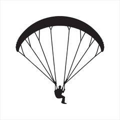 Man Paragliding silhouette on white background
