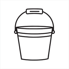 single one line Bucket silhouette on white background
