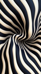 Distorted zebra stripes bending into intricate loops and waves, creating an optical illusion of depth, turning a simple pattern into abstract art