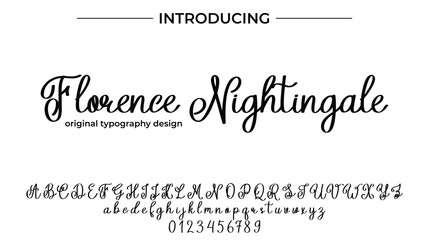 Florence Nightingale Font Stylish brush painted an uppercase vector letters, alphabet, typeface