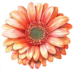 Fototapeta premium gerbera daisy flower watercolor clipart illustration isolated