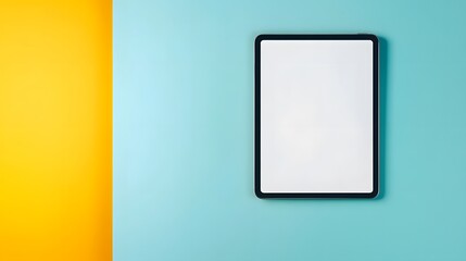 Minimalist tablet design on colorful background