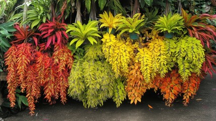 A vibrant display of colorful bromeliads showcasing a variety of plant species.