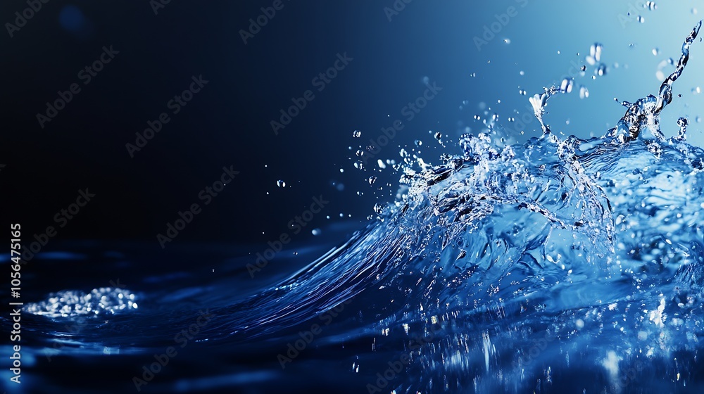 Aufkleber clear blue water with splashing effects on dark background : generative ai