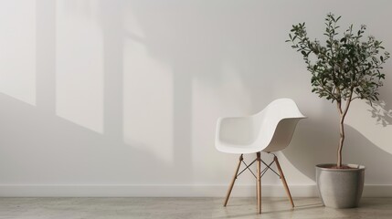Elegant chair beside white wall