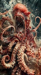 Obraz premium A Terrifying Deep Sea Octopus Monster