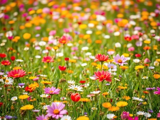 Beautiful field of pink and white ranunculus flowers in full bloom, floral, spring, field