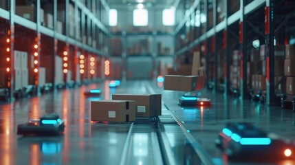Fototapeta premium Augmented Reality in Action: Smart Warehouse Solutions for Streamlined Package Identification and Delivery