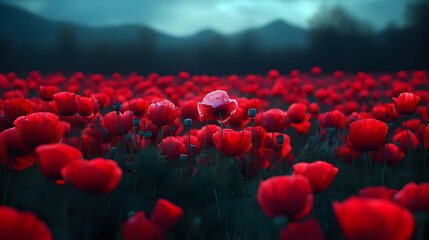 Red Poppy Field Illustration