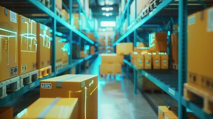 Fototapeta premium The Next Generation of Logistics: Smart Warehouse Systems Utilizing Augmented Reality for Package Management