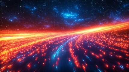 Obraz premium Radiant Cosmic Pathways Illuminating a Starry Universe in Abstract Themes : Generative AI