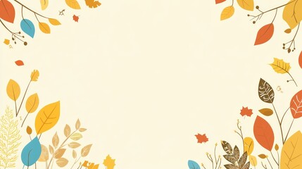 A decorative background featuring autumn leaves in warm colors.