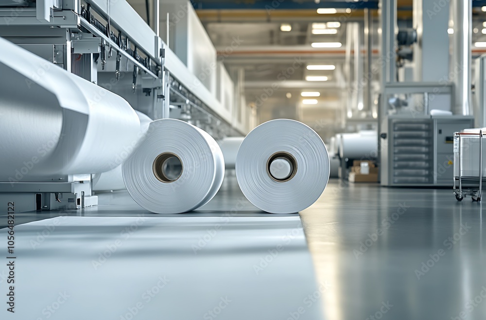 Leinwandbilder Advanced Textile Manufacturing Infrastructure with Rolls in Storage Area : Generative AI
