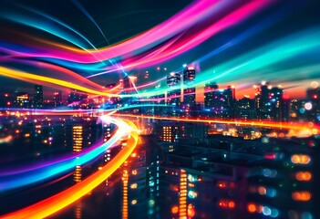 Fototapeta premium blurred vaporwave city