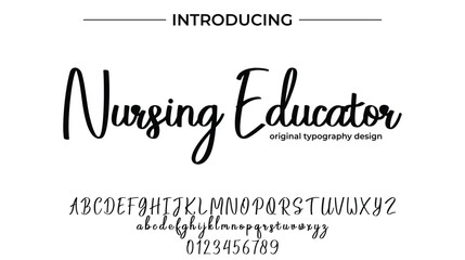 Nursing Educator Font Stylish brush painted an uppercase vector letters, alphabet, typeface