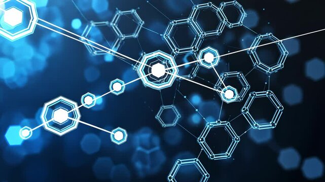 Abstract technology or medical background with hexagons shape pattern molecular structure Video